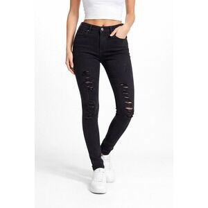 Express Jeans Mid-Rise‎ Legging Black Distressed Jeans Women's size 8